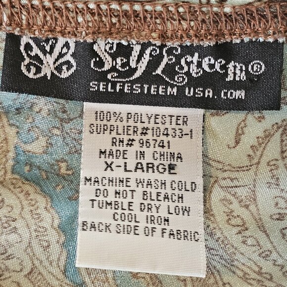 Y2K Satin Babydoll Tank Blouse Paisley Blue Brown Forest Fairy Jrs Sz L XL VTG - Picture 8 of 10